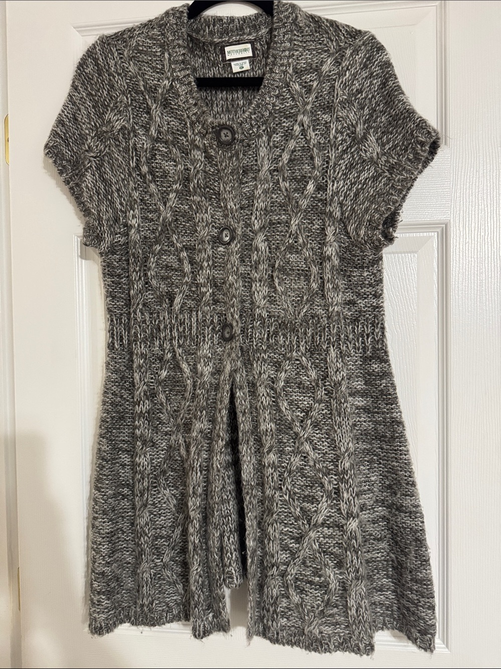 Motherhood Maternity Gray Marled Cable-Knit Short-Sleeve Dress